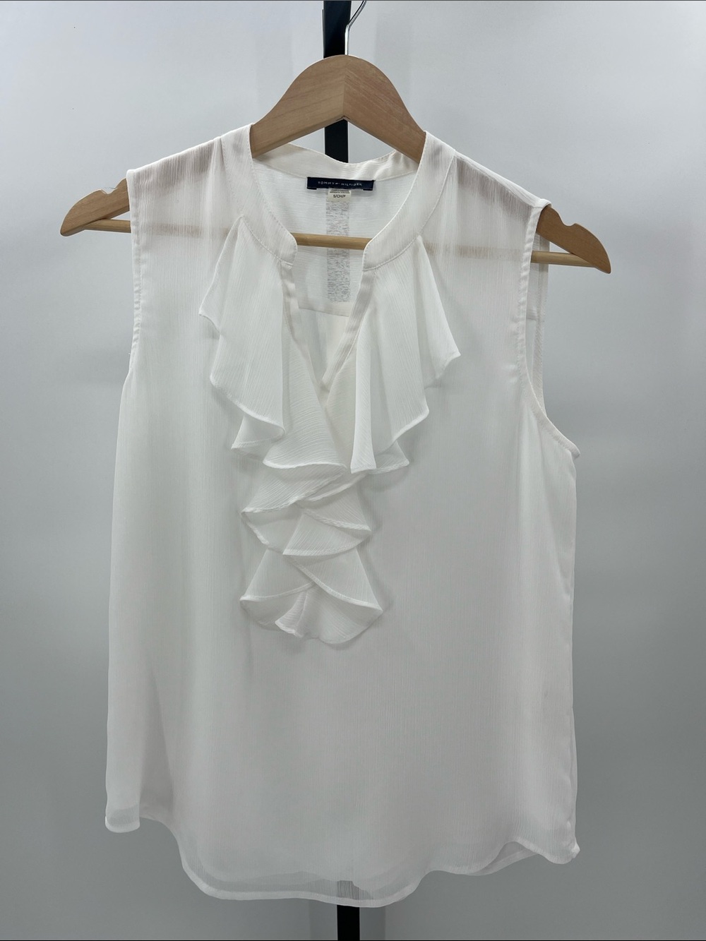 Tommy Hilfiger White Ruffle Front Sleeveless Camisole